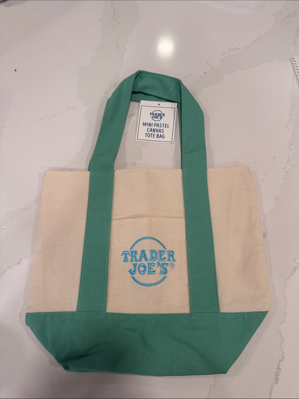 Trader Joe’s mini pastel canvas tote bag